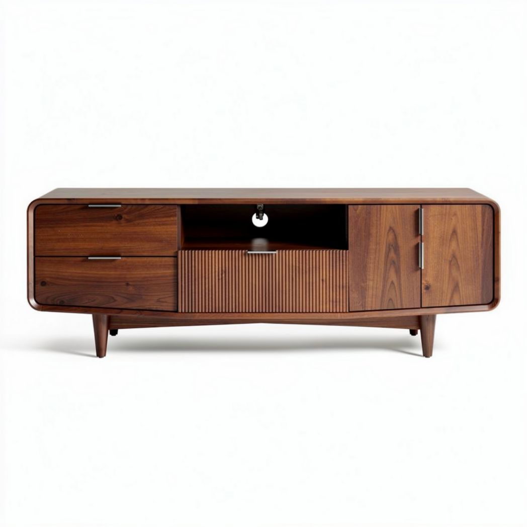 Mobile TV in legno massello color noce con 2 cassetti e ripiani 150 x 40 x 60cm