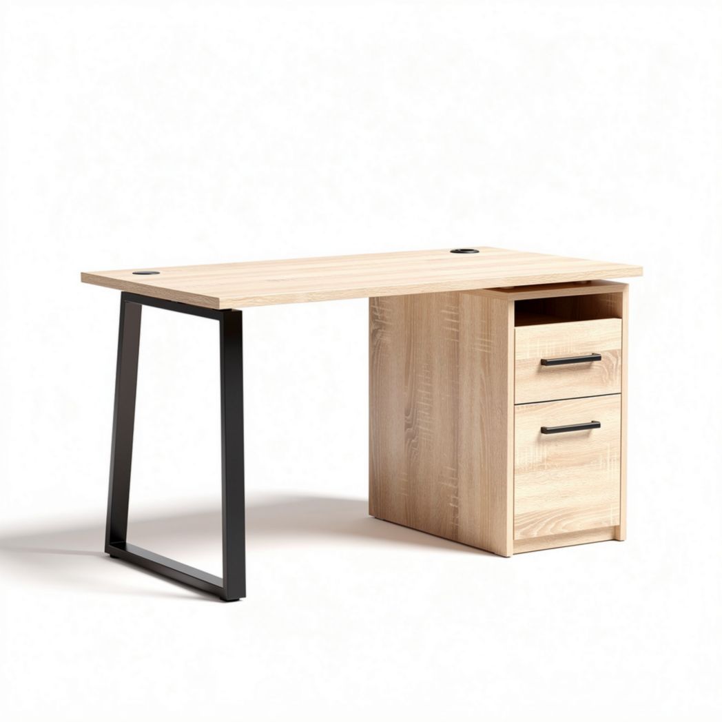 Scrivania in legno con 2 cassetti e struttura nera 120 x 60 x 75cm