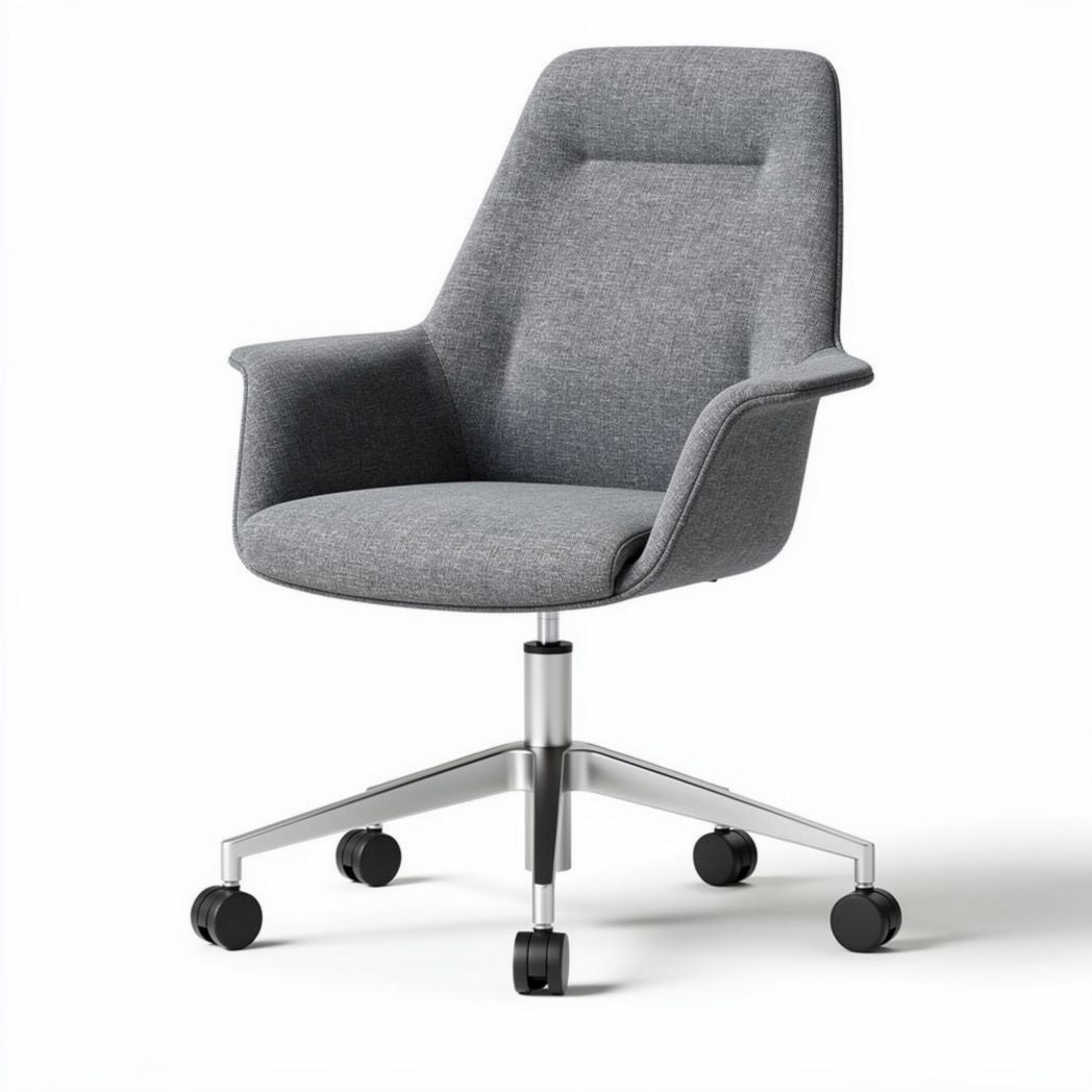 Sedia da ufficio girevole in tessuto grigio con base in metallo 60 x 60 x 90cm