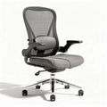 Sedia da ufficio ergonomica grigia in rete con braccioli regolabili 65 x 50 x 100cm