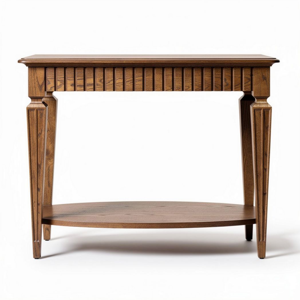 Tavolo da ingresso in legno di rovere 50 x 30 x 75cm con ripiano inferiore