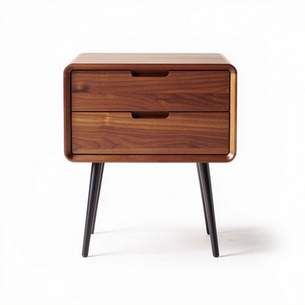 Comò in legno di noce con due cassetti dimensioni 60 x 40 x 50cm