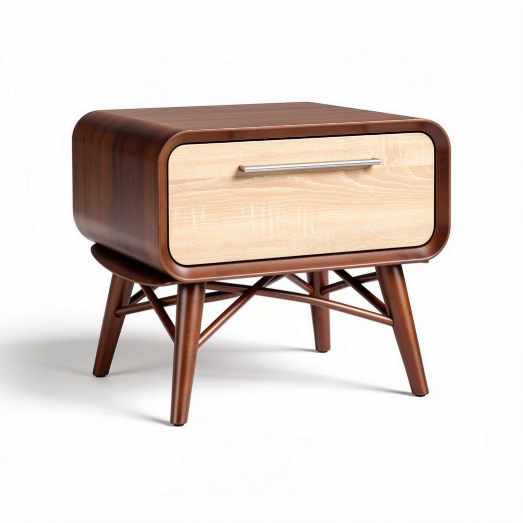 Comodino in legno con cassetto bianco e struttura marrone 50 x 40 x 45cm