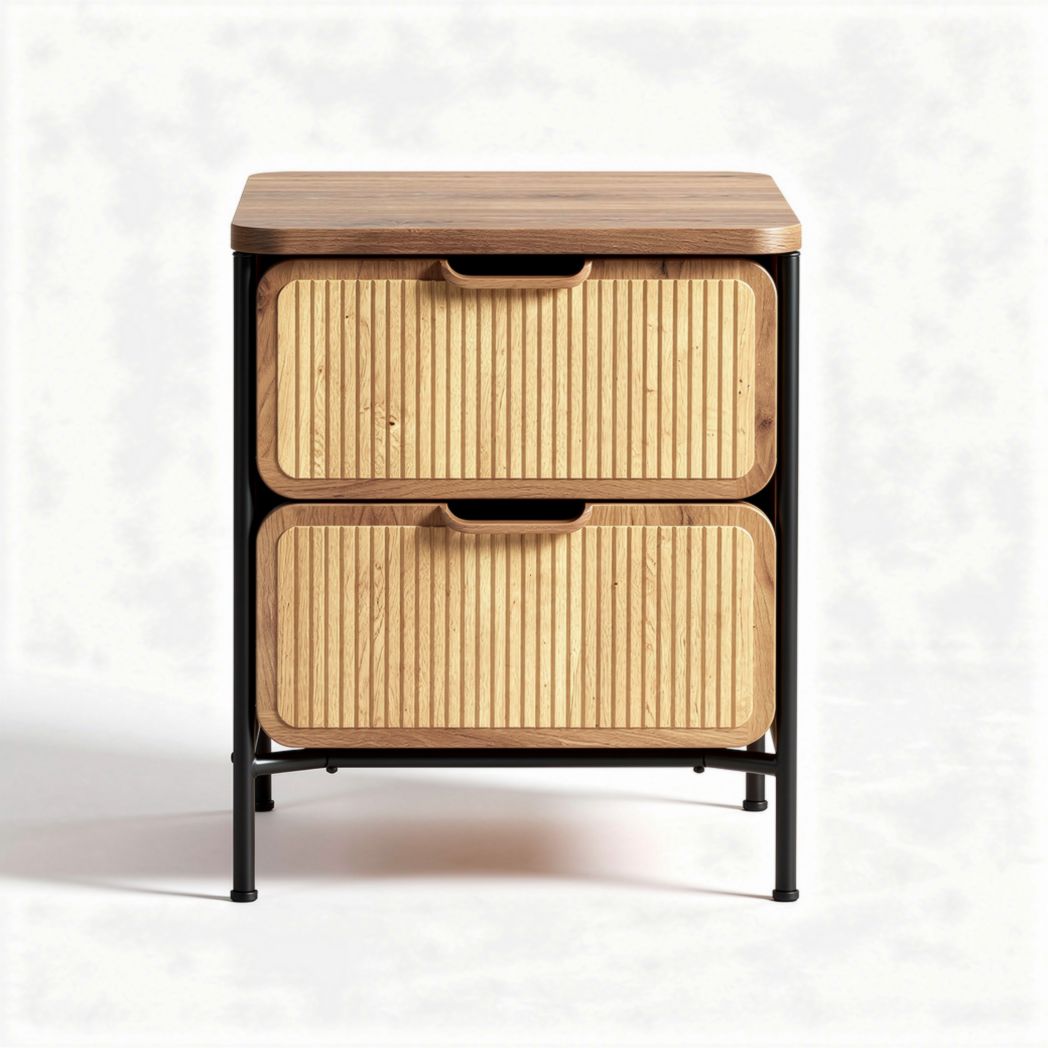 Mobiletto in legno di bambù con due cassetti 45 x 40 x 60cm colore naturale