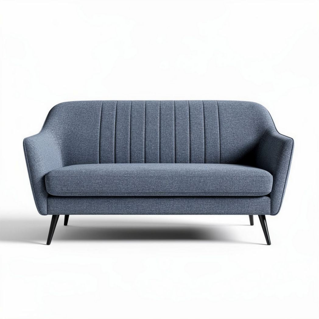 Divano in tessuto grigio con linee trapuntate dimensioni 160 x 80 x 80cm
