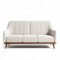 Divano 3 posti in tessuto beige con struttura in legno 200 x 90 x 85cm