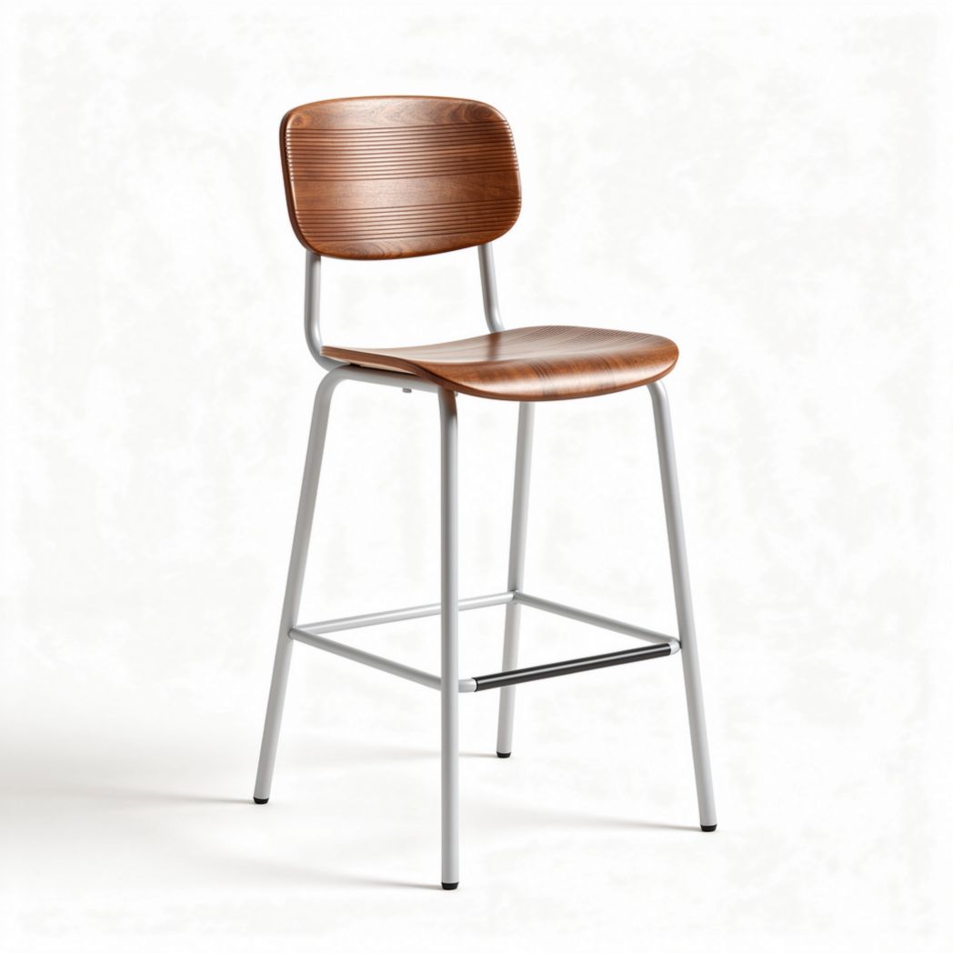 Sgabello da bar in legno con struttura in metallo colore rovere 40 x 40 x 100cm