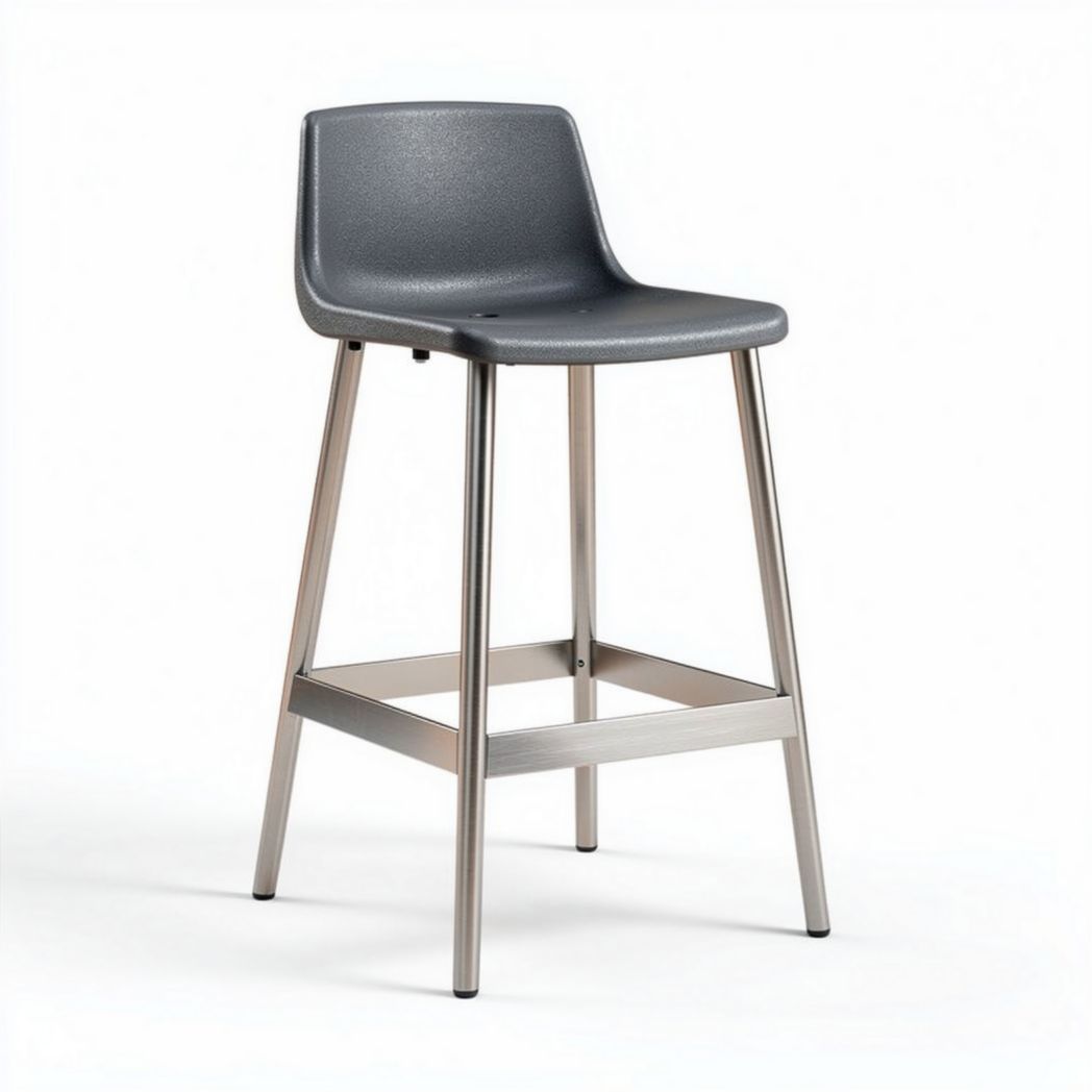 sgabello moderno in plastica grigia e metallo altezza 100 cm