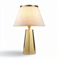 Lampada da tavolo in metallo dorato con paralume in tessuto bianco dimensioni 30 x 30 x 50cm
