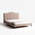 Letto matrimoniale in tessuto beige con testiera imbottita 200 x 160 x 90cm